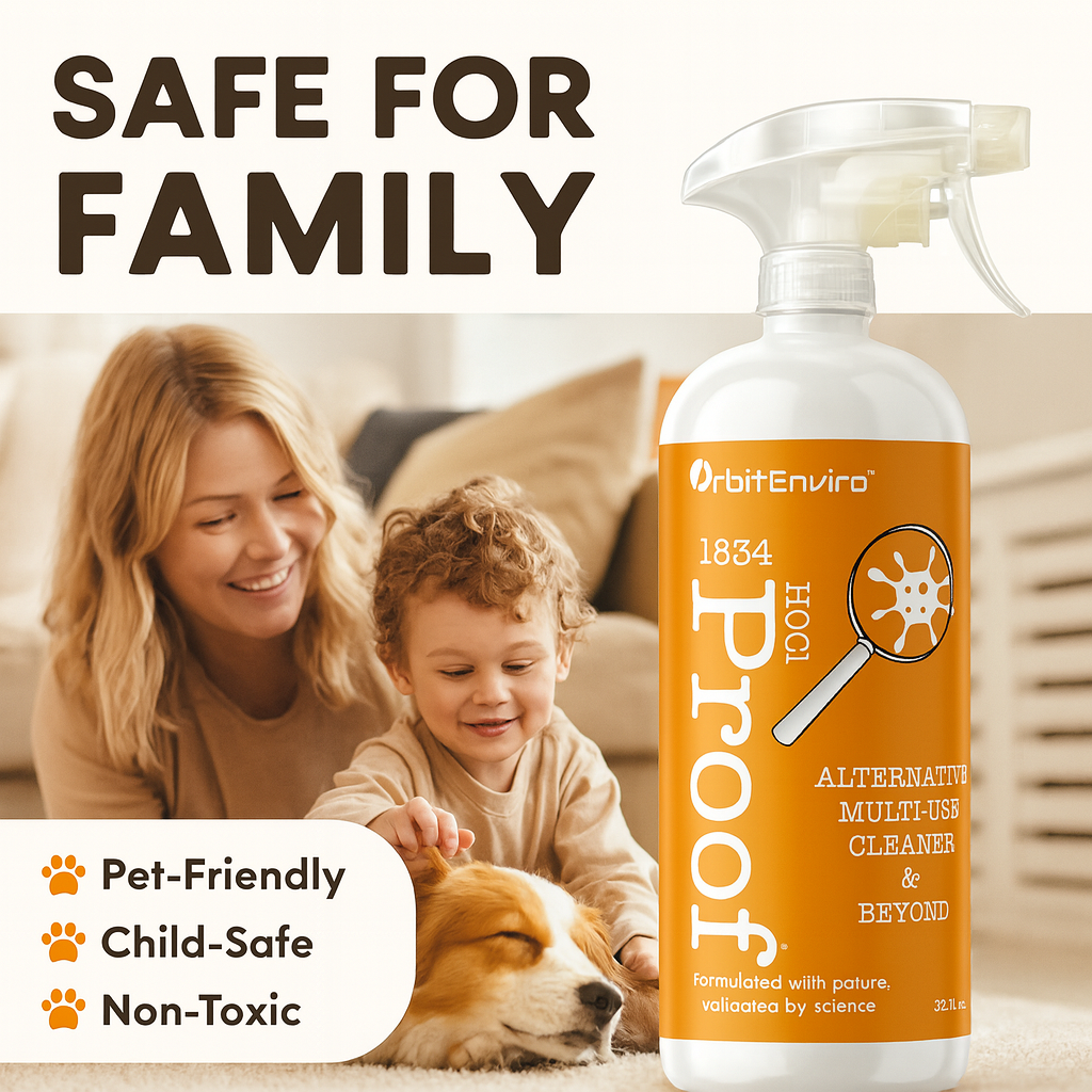 OrbitEnviro Hypochlorous Acid Sanitizer Cleaner | HOCl 500 PPM | Multi-Surface Cleaner for Home, Gym, Office & Pets | 1 Gallon