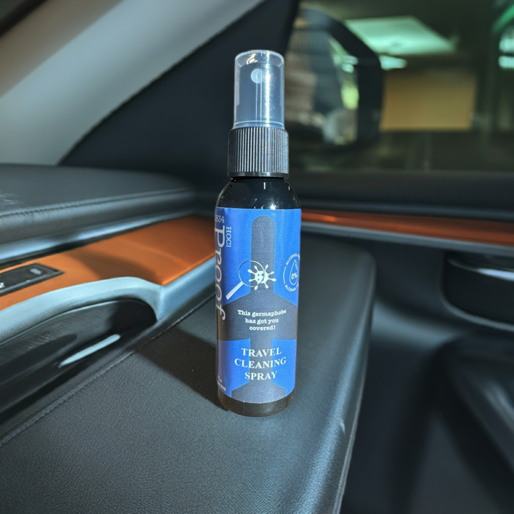 1834 PROOF HOCl Travel Cleaning Spray & Hand Sanitizer - No Alcohol - PACK OF 2 - 2 fl. oz.