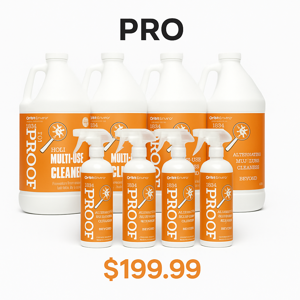 OrbitEnviro Janitorial PRO Professional Package - 4 - 32 fl. oz.Spray Bottles & 8 - Gallon Refills